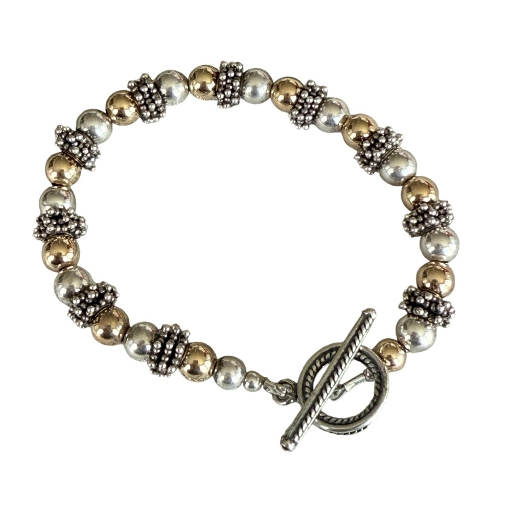 Beaded Bracelet Gold Silver Tone Toggle Clasp‎ Fashion Jewelry